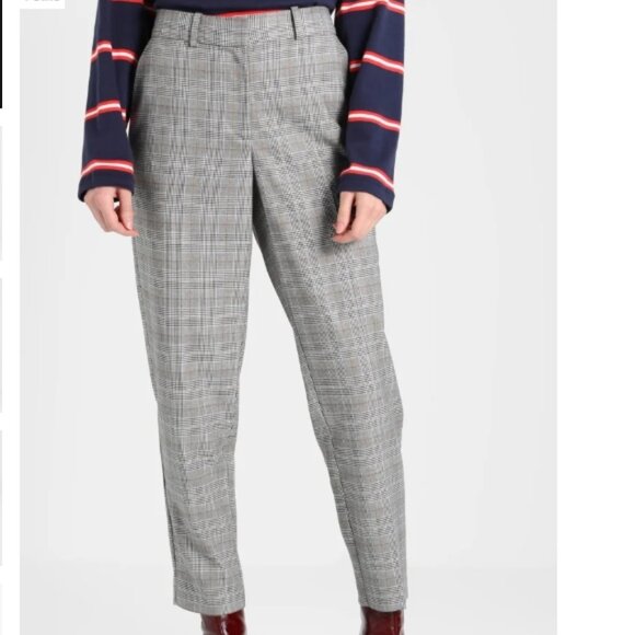 Topshop petite 4P Gray Plaid Pants tartan trousers - Picture 1 of 11
